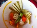 Tagliata di frutta fresca con sorbetto fatto in casa