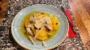 Ravioli di pecorino canario, in salsa d'arancia, con noci e mele 